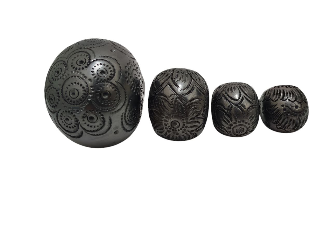 et DE 4 Calaveras ARTESANÍA DE Barro Negro, Hecho A Mano, Producto OAXAQUEÑO, DECORACIÓN Mexicana - Imagen 4