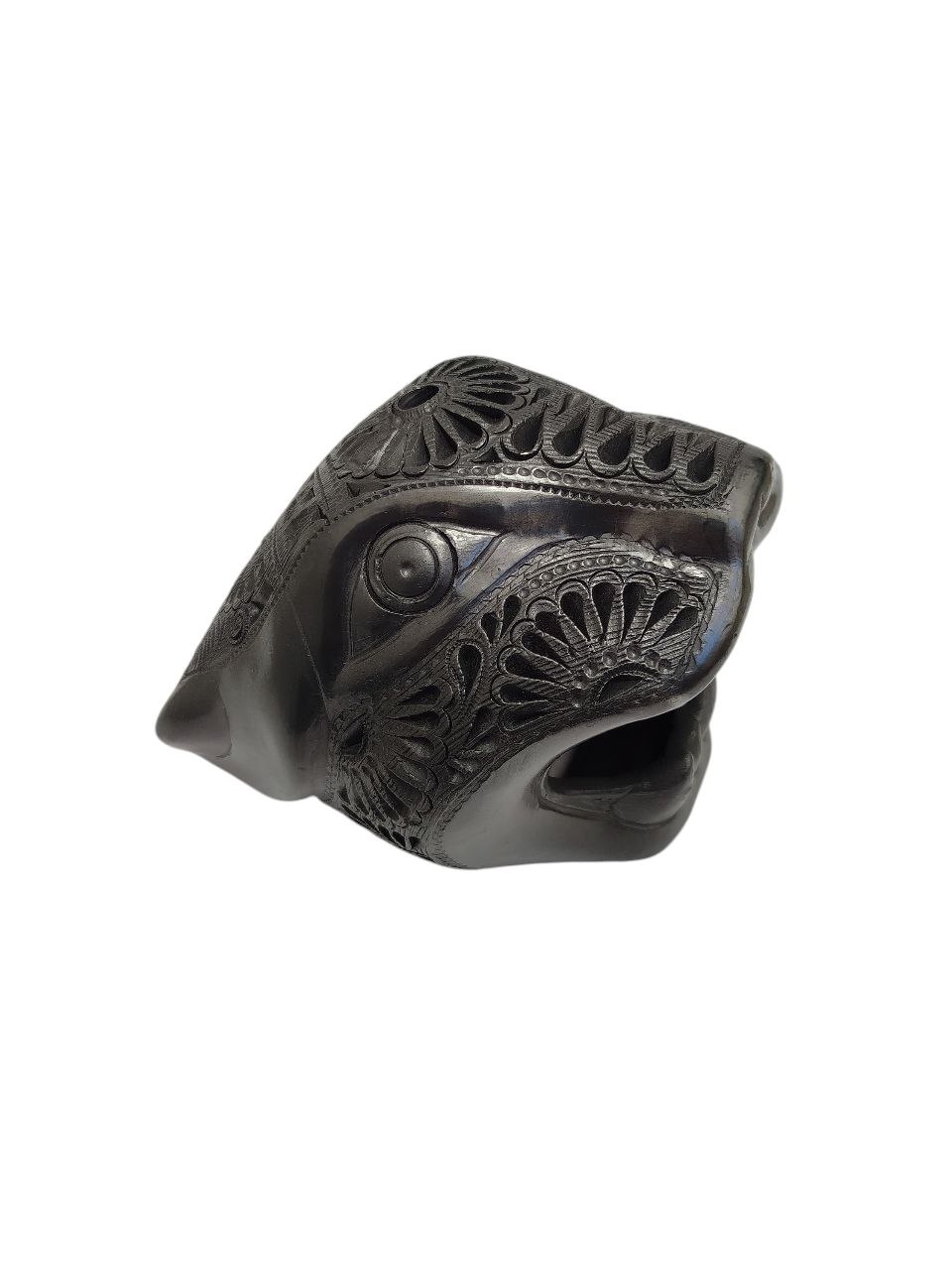 JAGUAR DE BARRO NEGRO, FIGURA ARTESANAL, ESPECIAL CALADOS UNICOS, HECHO A MANO (16 CM). - Imagen 3